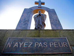 A statue of the late Pope John Paul II stands in Ploermel