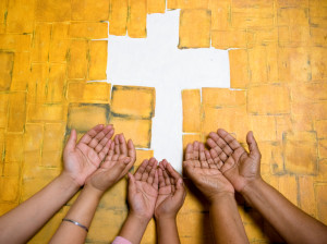 Praying hands, reaching God